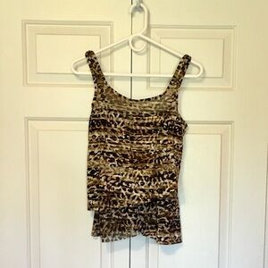 Miracle Suit Ruffle Leopard Swim Tankini Top Sz 8